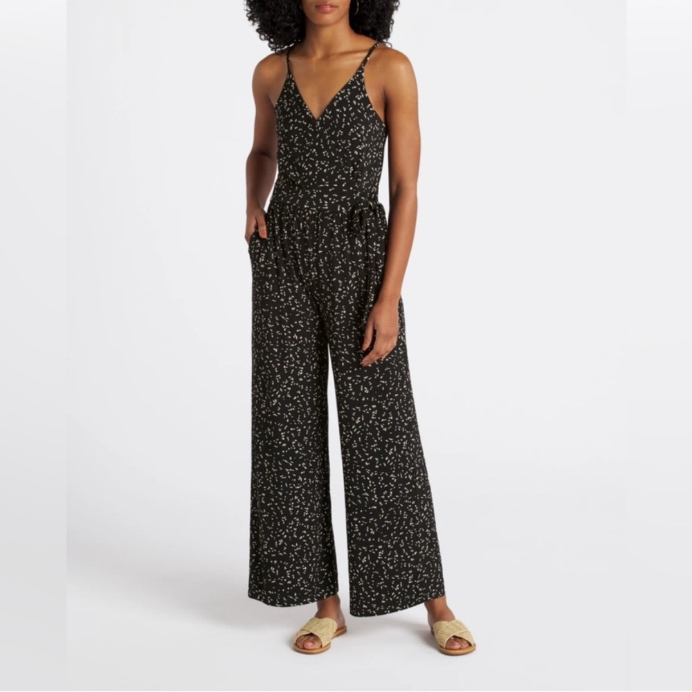 Kaileigh Black Polka Dot Jumpsuit Sleeveless Wide-Leg